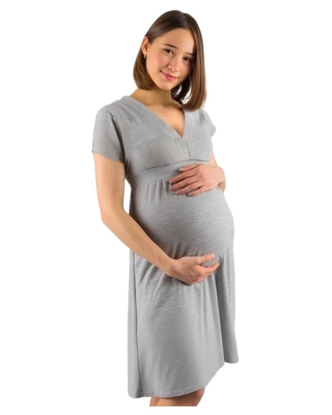 Těhotenské šaty Šarlota, šedý melír