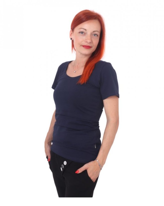 Nursing T-shirt Catherine, short sleeves – dark blue