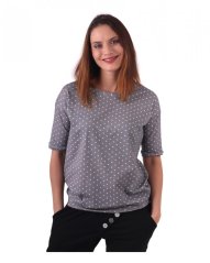 Damen oversized Shirt Darina,grau mit weißem Tupfen