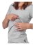 Nursing T-shirt Catherine, short sleeves – grey melange - Size: L/XL