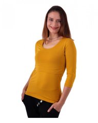 Breast-feeding T-shirt Katerina, 3/4 sleeves, mustard