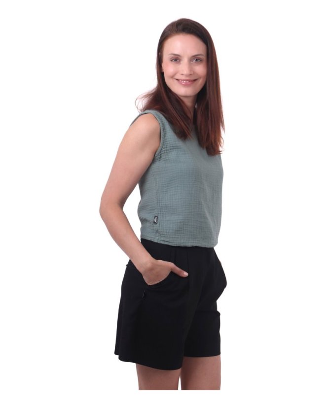 Damen-Shorts aus Leinen, schwarz - Größe: 46