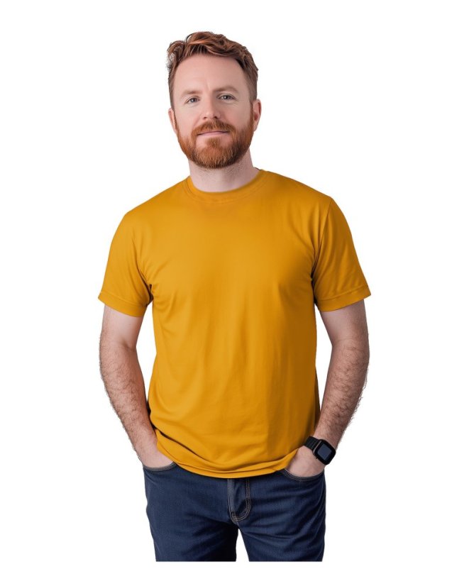 Herren T-shirt Marek, kurze Ärmel, Senffarbe - Größe: S