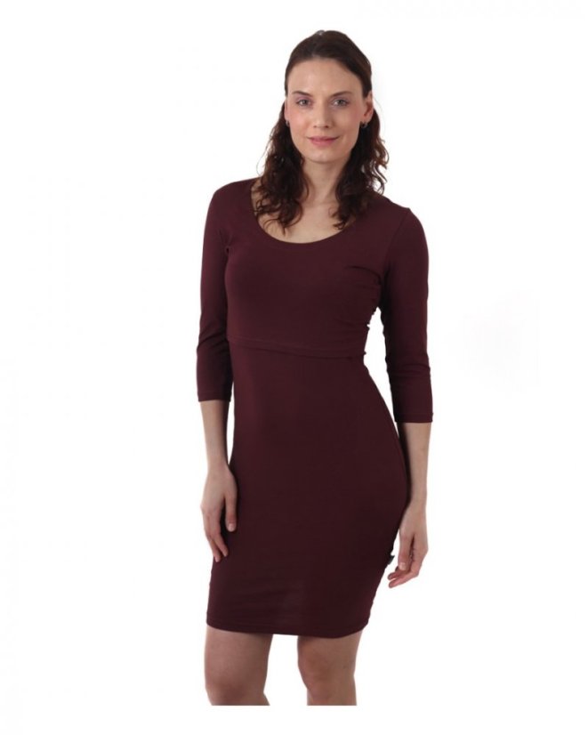 Kojicí šaty ELENA, 3/4 rukáv, bordo