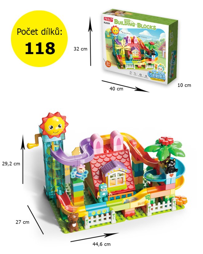 Stavebnice kuličková dráha se spirálovým výtahem, 118 dílků, pro děti od 3 let