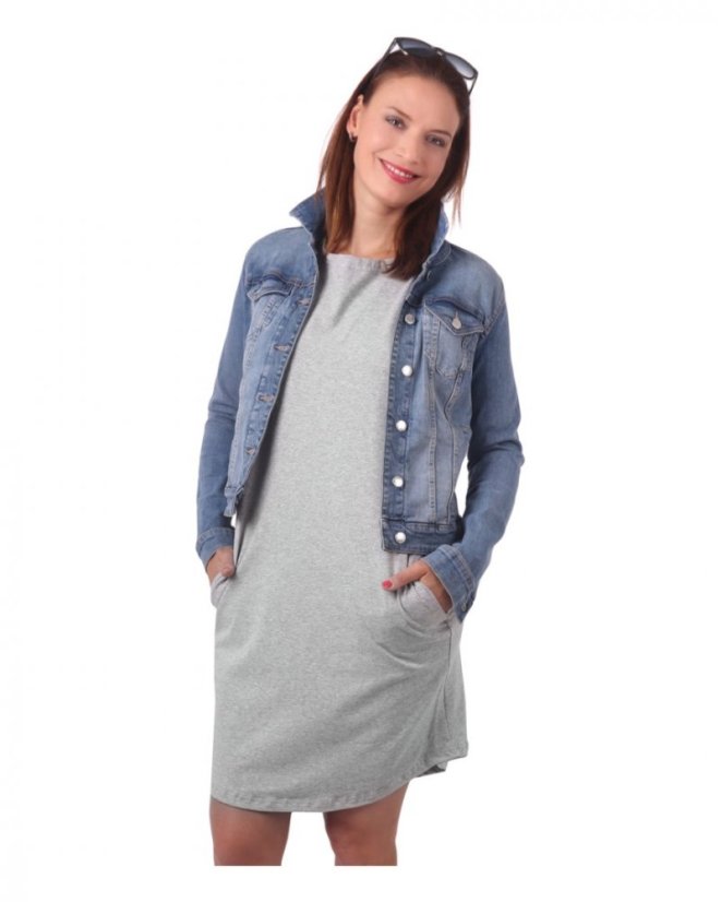 Dámske bavlnené oversized šaty s vreckami Zoe, sivý melír - Veľkosť: L/XL