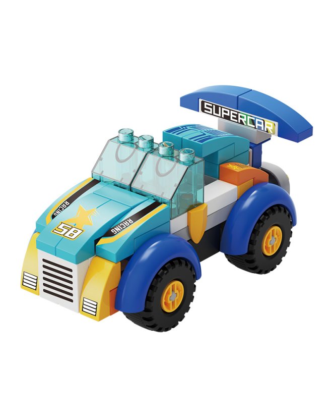 Stavebnice pro nejmenší Velké závodní auto (19 cm), 64 dílků, kompatibilní