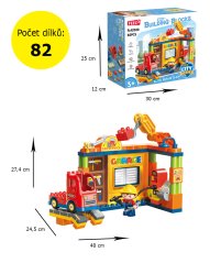 Stavebnice autoopravna – velké kostky pro děti od 3 let, 82 dílků