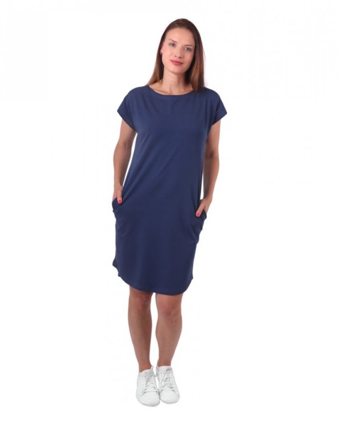 Women’s dress with pockets Zoe, oversized loose fit, jeans blue