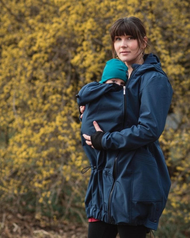 Softshellová NOSÍCÍ bunda Andrea + TĚHOTENSKÁ vsadka, tmavě modrá