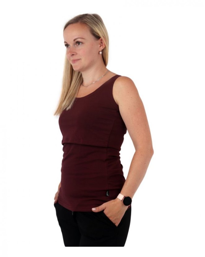 Breast-feeding T-shirt Katerina, no sleeves, BORDO - Size: XS/S