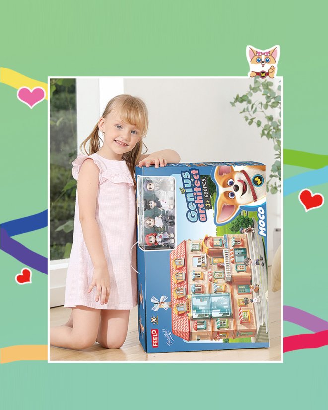 Stavebnice čtyřpatrový dům s LED a autem, 690 dílků, pro děti od 3 let