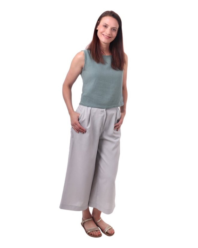 Cullotes-Leinenhose für Damen, grau - Größe: 46