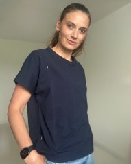 Kojicí tričko se zipem Kira, oversized – tmavě modré