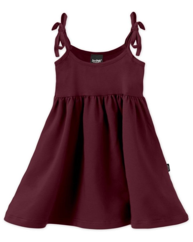 Children's dress with pockets and tie shoulder straps, burgundy - Size: 116