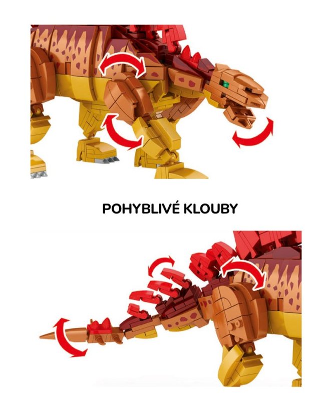 Stavebnice dinosaurus Stegosaurus (36 cm dlouhý) s pohyblivými prvky, 697 dílků