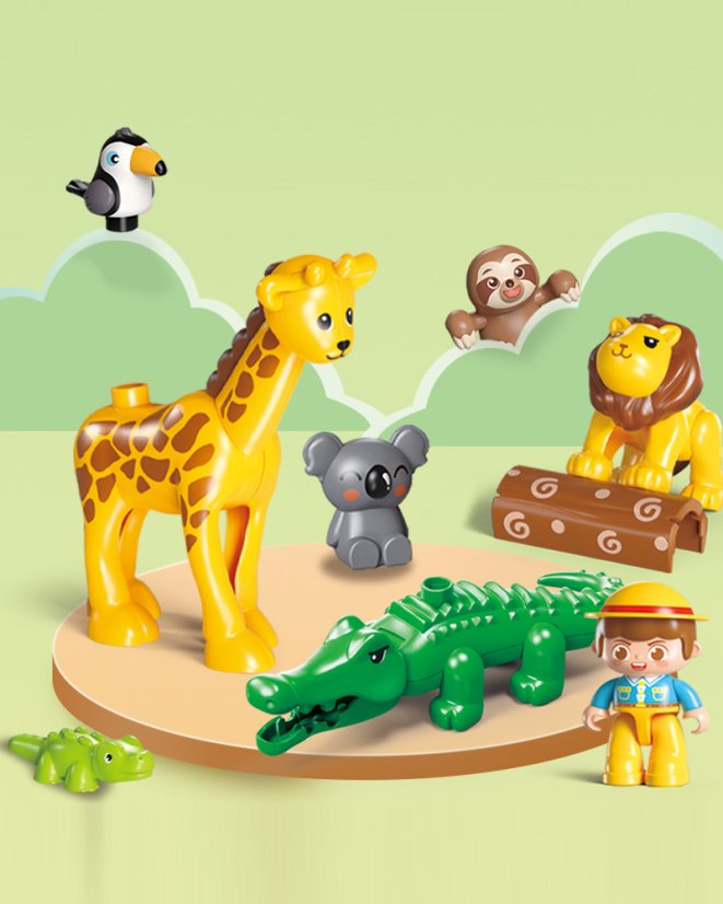 Stavebnica zvieratká v džungli – veľké kocky pre deti od 3 rokov, 37 dielikov