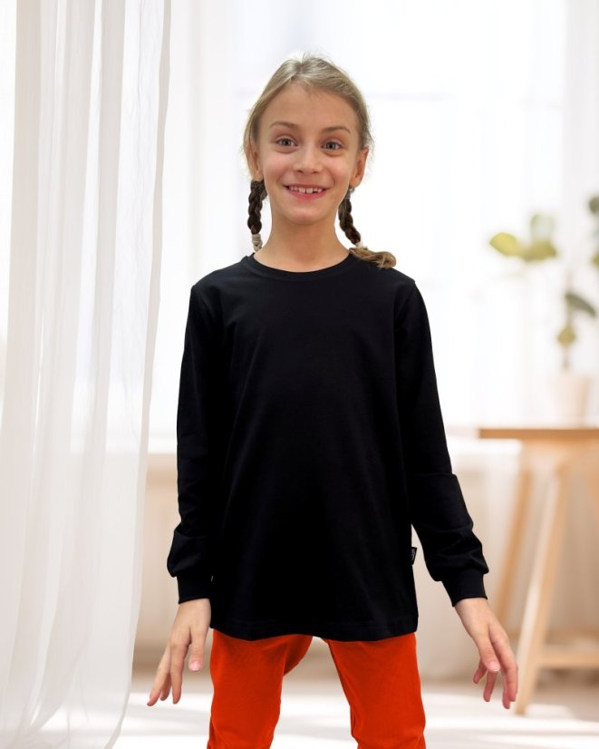 Dětské tričko, dlouhý rukáv, černé