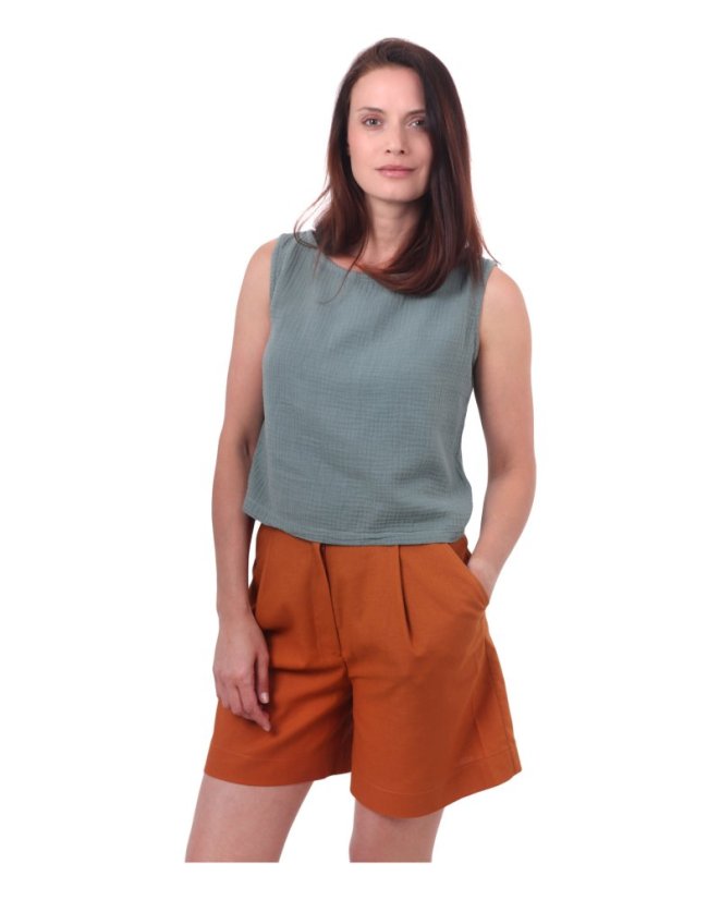 Damen-Shorts aus Leinen, Zimtfarbe - Größe: 44
