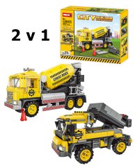 Stavebnice stavební stroje 2v1 automíchačka nebo náklaďák, 397 dílků