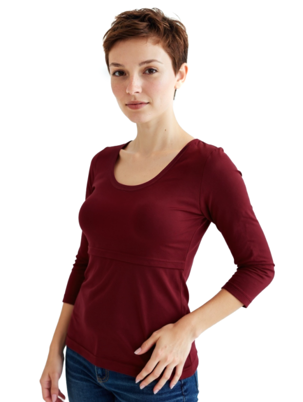 Stillshirt Katharina, 3/4 Ärmel – weinrot