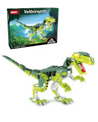 Stavebnice dinosaurus Velociraptor (41 cm dlouhý) s pohyblivými prvky, 533 dílků