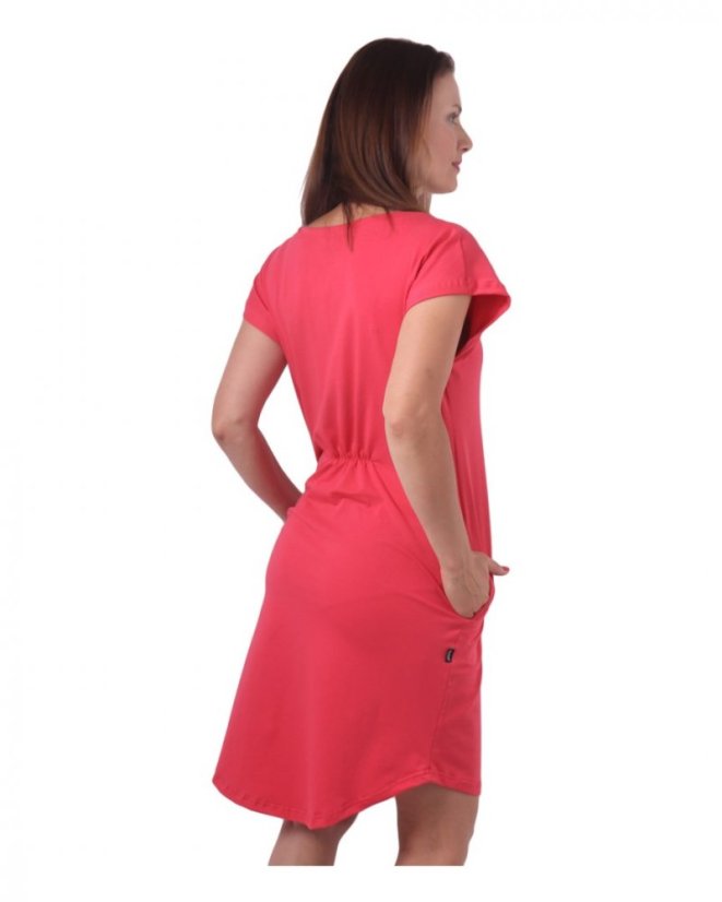 Dámské bavlněné oversized šaty s kapsami Zoe, lososově růžové - Velikost: XS/S