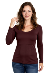 Nursing T-shirt Catherine, long sleeves, bordeaux