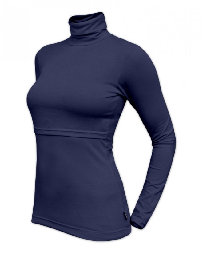 Breast-feeding roll-colar T-shirt Katerina, DARK BLUE - Size: L/XL