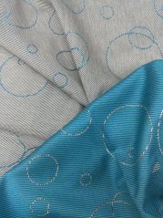 Zbytek metráže: Silná bavlněná žakárová tkanina 260 gr/m2 (tyrkys/šedobéžová)