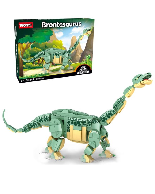 Stavebnice dinosaurus Brontosaurus (46 cm dlouhý) s pohyblivými prvky, 589 dílků