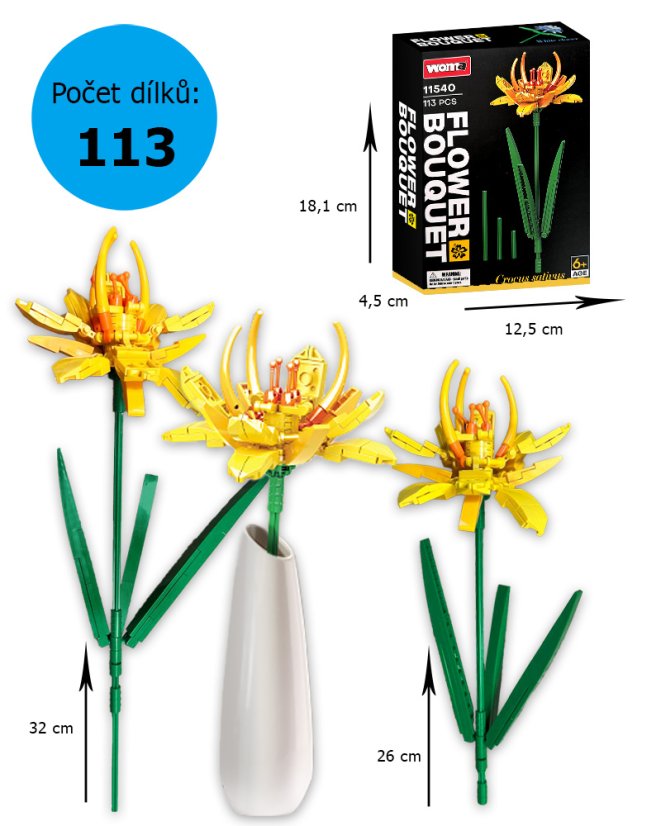 Gelber Krokus Klemmbausteine Set (113 Teile) – baubare Blume