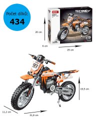Stavebnice motorka Technic, velký realistický cross model s pohyblivými prvky, 434 dílků