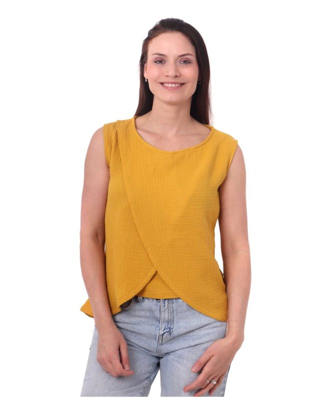 Nursing muslin top Maja, mustard