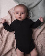 Baby wrap bodysuit onesie, black