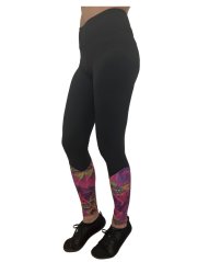 Dámske legíny s vysokým pásom, čierne + neon mix