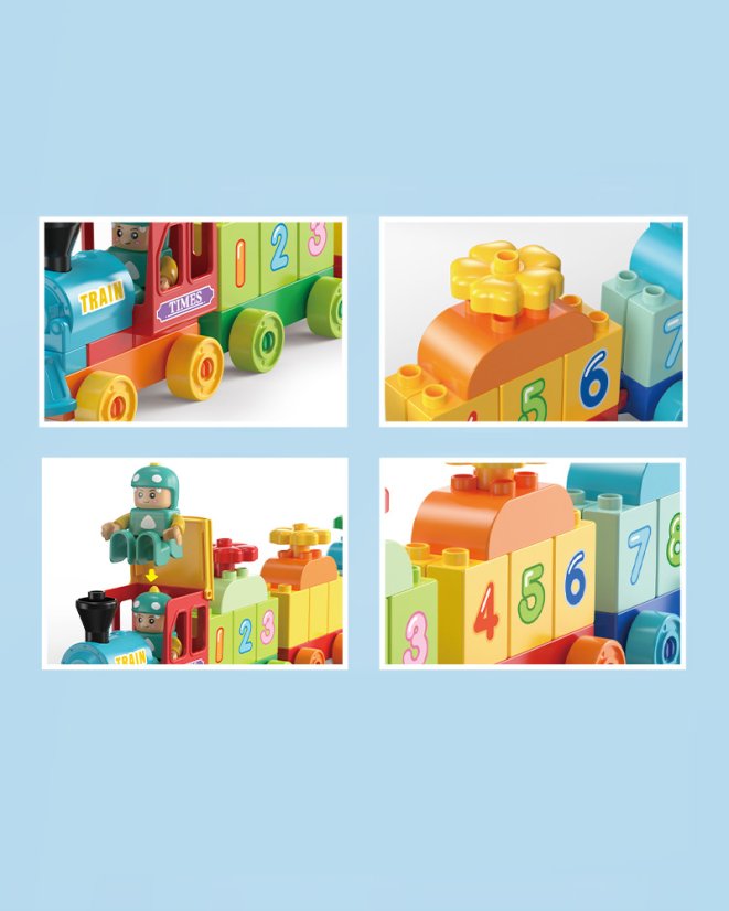 Large building blocks train with numbers, 56 pieces, age 3+