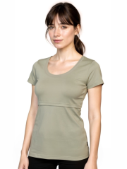 Nursing T-shirt Catherine, short sleeves – light olive green