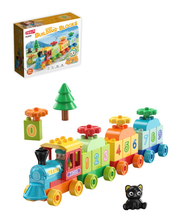 Large building blocks train with numbers, 56 pieces, age 3+