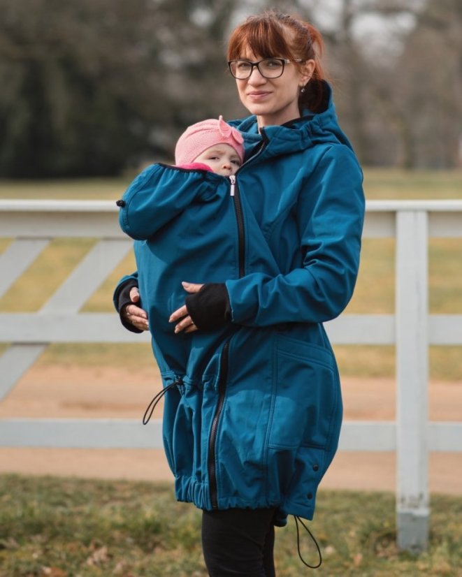 Softshellová NOSÍCÍ bunda Andrea + TĚHOTENSKÁ vsadka, petrolejová