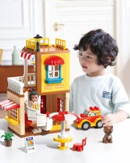 Large building blocks Restaurant with delivery car, 115 pieces, for kids age 3+