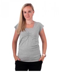 Breast-feeding T-shirt Klaudie, short sleeves, GREY MELANGE