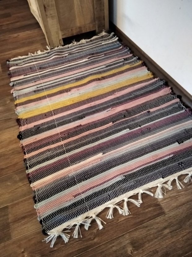 Tričková priadza na háčkovanie – bavlnené pruhy úpletu s elastanom, 1 kg mix farieb