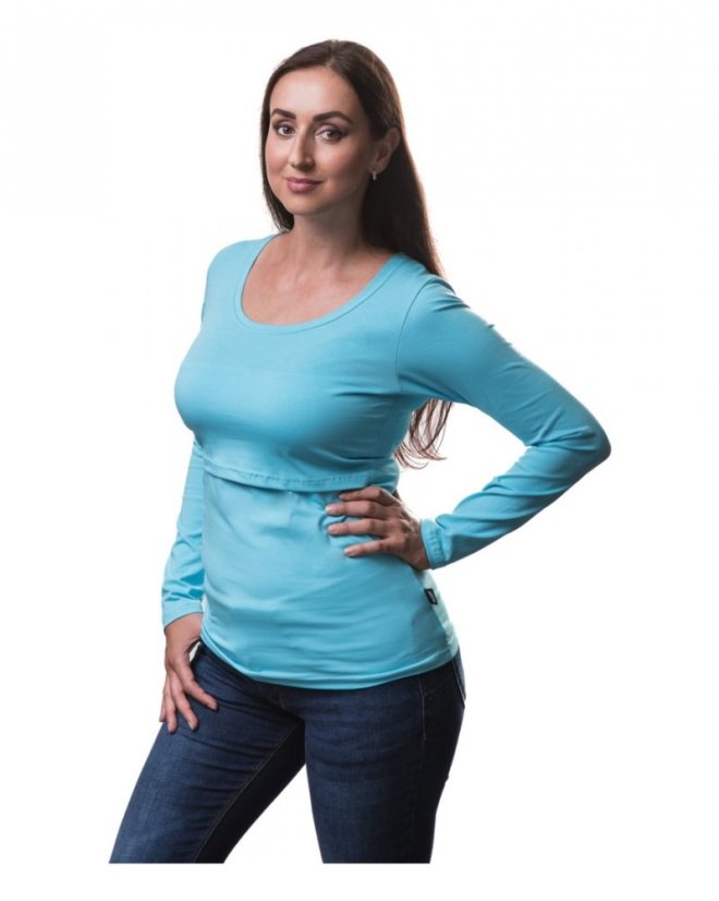 Nursing T-shirt Catherine, long sleeves – turquoise