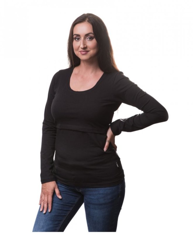 Nursing T-shirt Catherine, long sleeves – black - Size: XS/S
