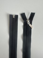 Spiral zipper 6mm with silver slider, black 90 cm