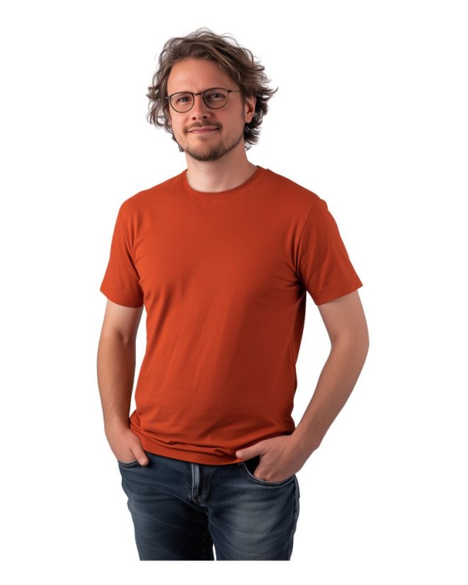 Herren Baumwoll-T-Shirt Zimtfarbe