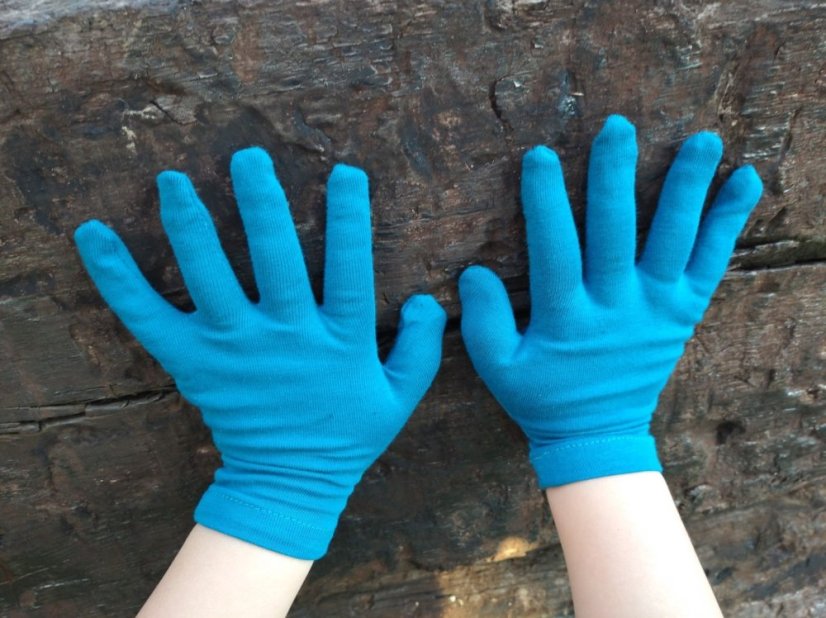 Dětské bavlněné rukavice, tmavý tyrkys