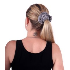 Fabric hair band, big, grey with white dot