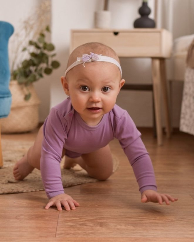 Dětské body s dlouhým rukávem – levandulově fialové